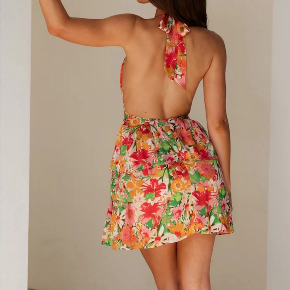 Hello Molly Tropical Tides Halter Mini Dress Print - Picture 2 of 2